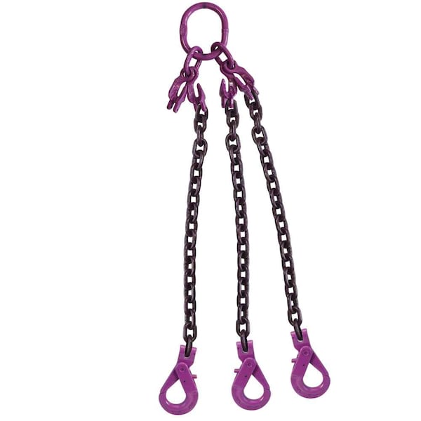Us Cargo Control 5/8" x 10', Adjustable 3Leg Chain Sling w/ Self-Locking Hooks-Grade100 58G100TOSLA-10 - main